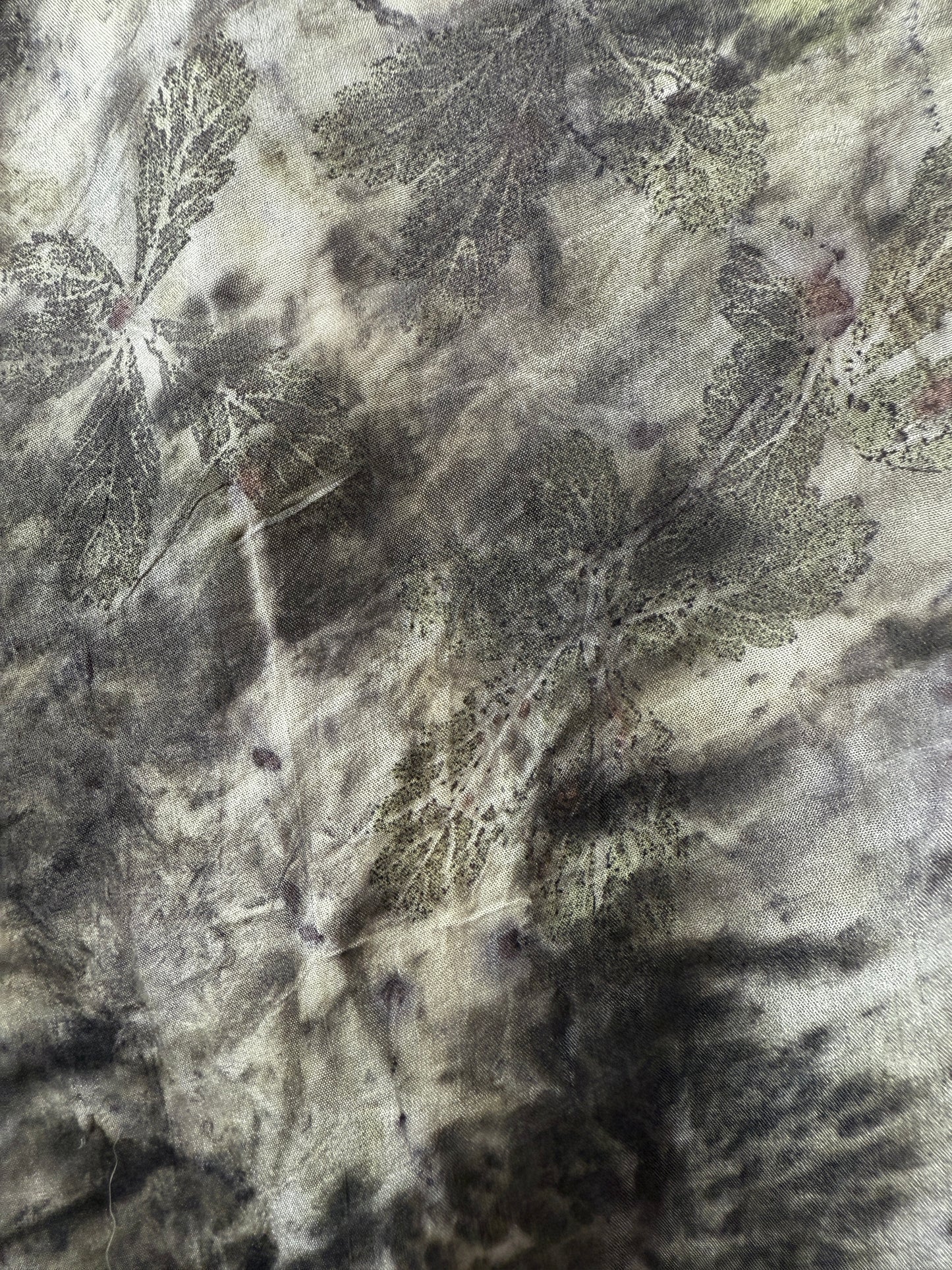 Eco Printed Silk Scarf - Wild Raspberry & Herb Robert