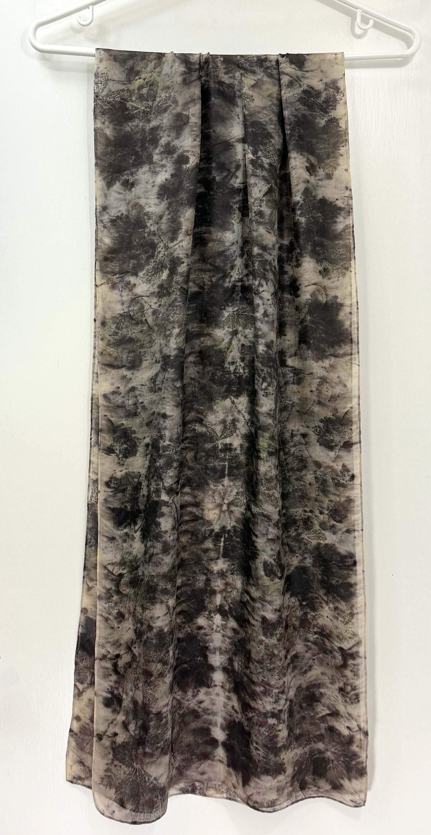 Eco Printed Silk Scarf - Wild Raspberry & Herb Robert