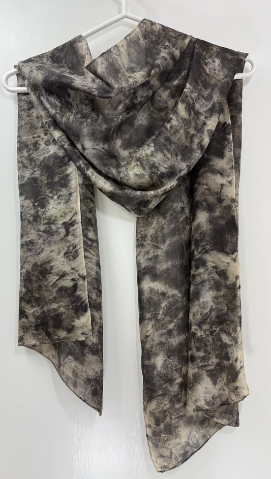 Eco Printed Silk Scarf - Wild Raspberry & Herb Robert