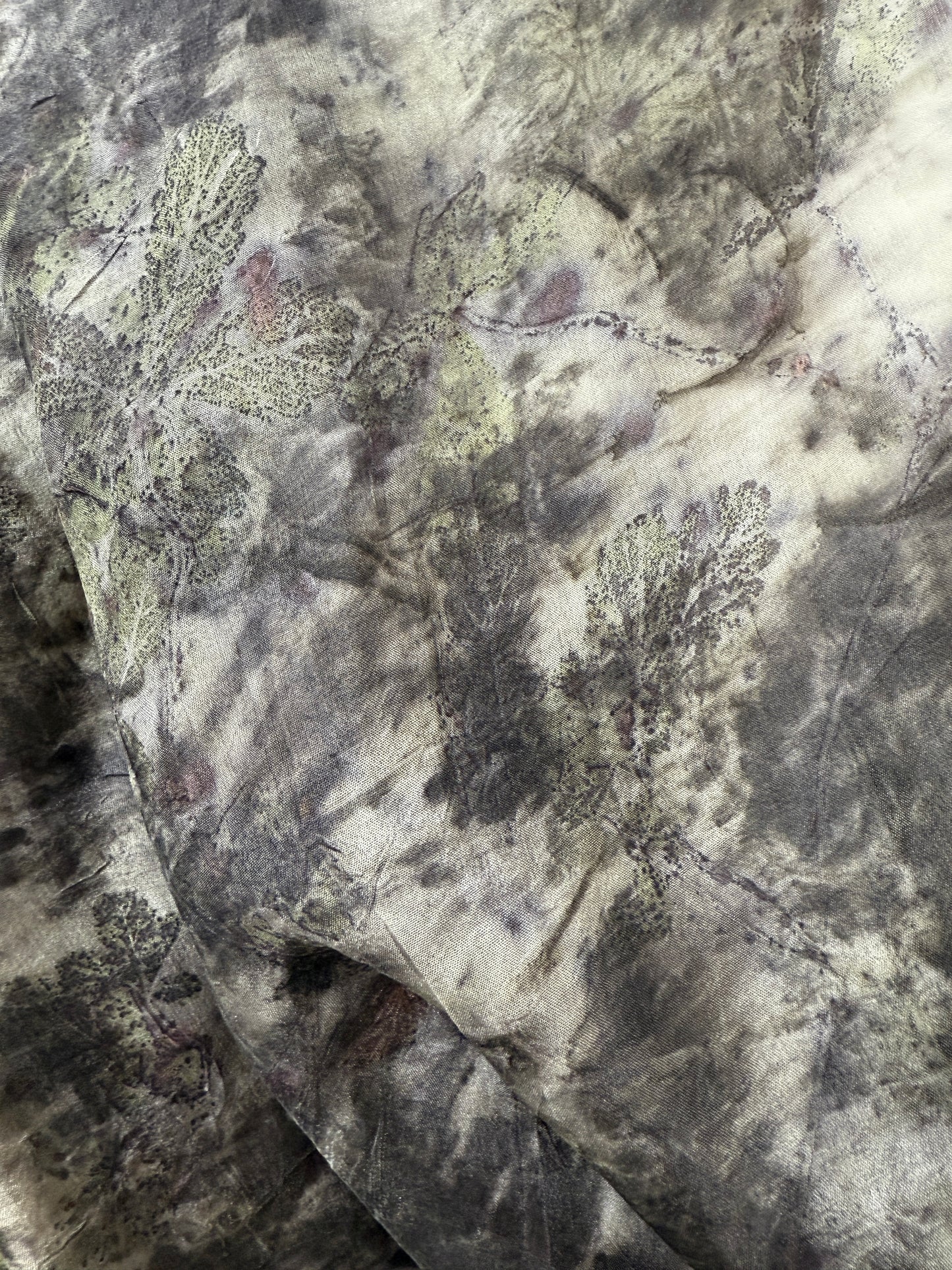 Eco Printed Silk Scarf - Wild Raspberry & Herb Robert