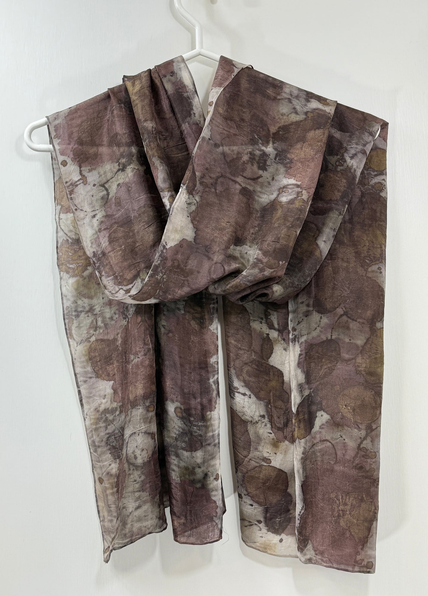 Eco Printed Silk Scarf - Geranium & Cotinus